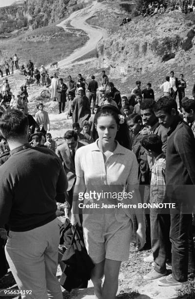 Annie Duperey sur le tournage du film 'L'homme qui valait des milliards' réalisé par Michel Boisrond en 1967, Maroc.