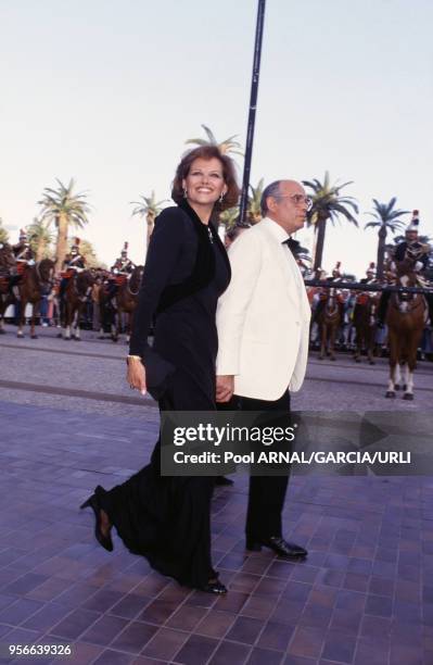 Claudia Cardinale et son mari Pasquale Squitieri lors du Festival de Cannes en mai 1987, France.