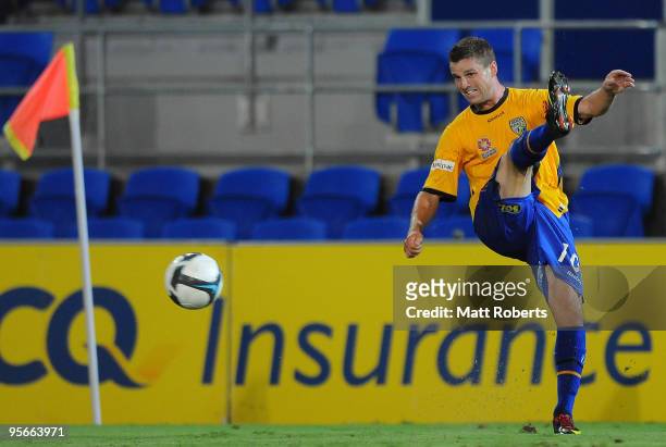Jason Culina of Gold Coast United in action during the round 22 A-League match between Gold Coast United and Adelaide United at Skilled Park on...
