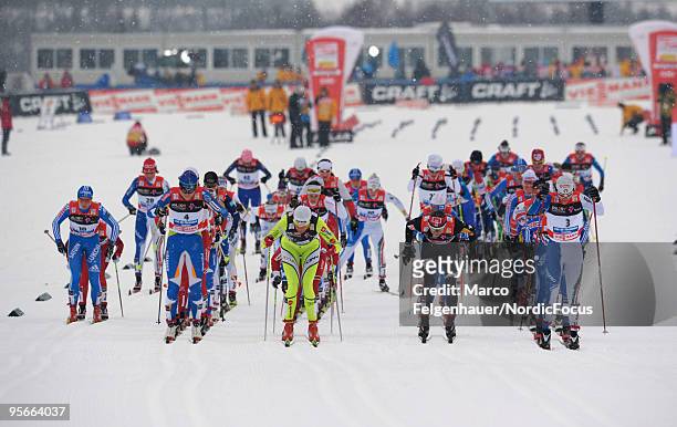 Start of the mass women for the FIS Cross Country World Cup Tour de Ski on January 09, 2010 in Val di Fiemme, Italy.