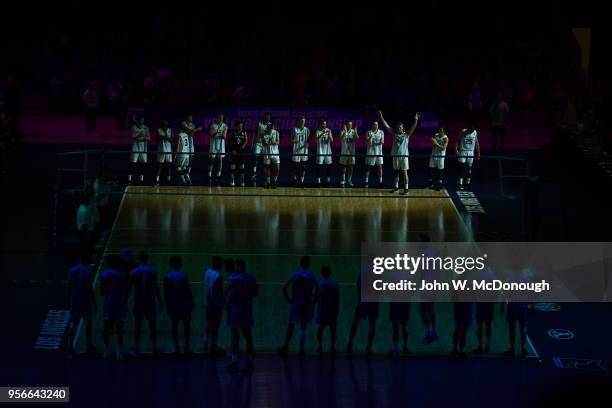 Zach Gates of the Long Beach State 49ers is introduced during the Division 1 Men's Volleyball Championship on May 5, 2018 at Pauley Pavilion in Los...