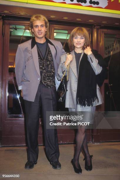 François Valery et Nicole Calfan lors d'une soirée en octobre 1989 à Paris, France.