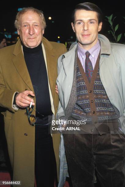 Georges et Lambert Wilson lors de la 1ère du film 'La Vouivre' en janvier 1989 à Paris, France.