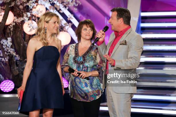 German presenter and singer Stefanie Hertel, German singer Nicki and German singer Patrick Lindner perform during the tv show 'Stefanie Hertel - Die...