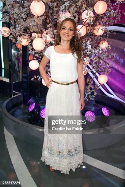German singer and actress Dominique Lacasa during the tv show 'Stefanie Hertel - Die grosse Show zum Muttertag' on May 8, 2018 in Altenberg, Germany.