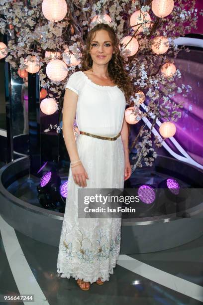 German singer and actress Dominique Lacasa during the tv show 'Stefanie Hertel - Die grosse Show zum Muttertag' on May 8, 2018 in Altenberg, Germany.