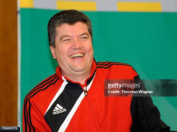 Referee trainee Herbert Fandel smiles during the German Football Association referee meeting at the Favourite Park Hotel on January 9, 2010 in Mainz,...