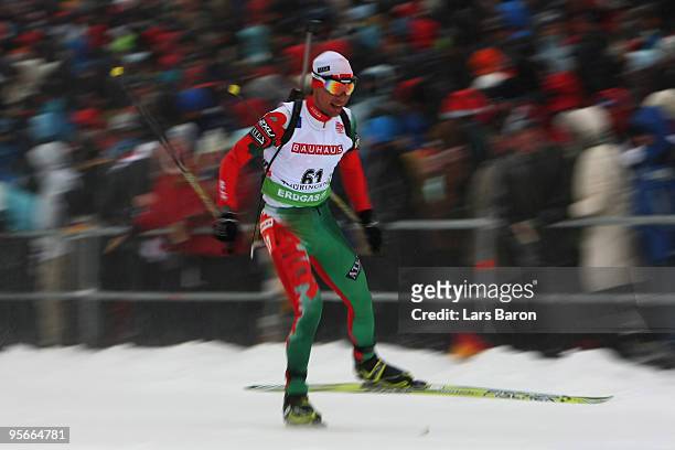 Alexandr Syman of Bulgaria competes during the Men's 10km Sprint in the e.on Ruhrgas IBU Biathlon World Cup on January 9, 2010 in Oberhof, Germany.