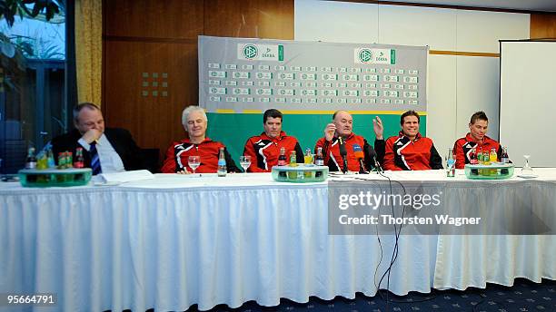 Harald Stenger, head of communication of the German Football Association , Eugen Striegel, head of referee education, Volker Roth, head of German...