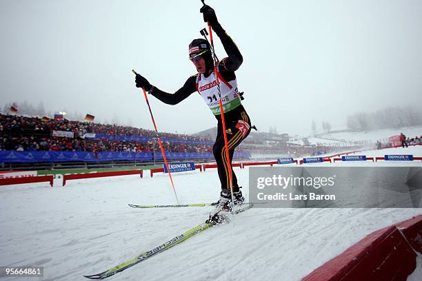 Arnd Peiffer of Germany competes during the Men's 10km Sprint in the e.on Ruhrgas IBU Biathlon World Cup on January 9, 2010 in Oberhof, Germany.