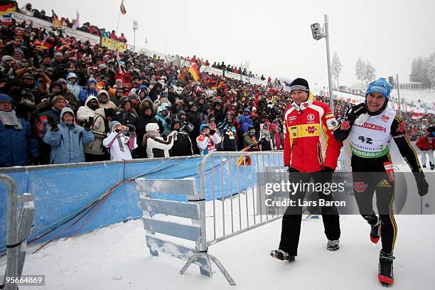 Michael Greis of Germany smiles after winning the second place during the Men's 10km Sprint in the e.on Ruhrgas IBU Biathlon World Cup on January 9,...