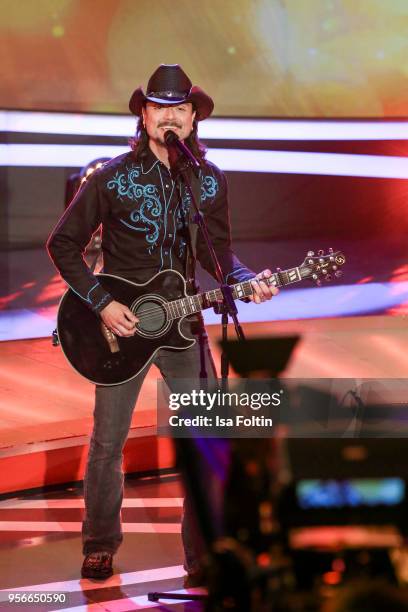 Austrian singer Lanny Lanner during the tv show 'Stefanie Hertel - Die grosse Show zum Muttertag' on May 8, 2018 in Altenberg, Germany.