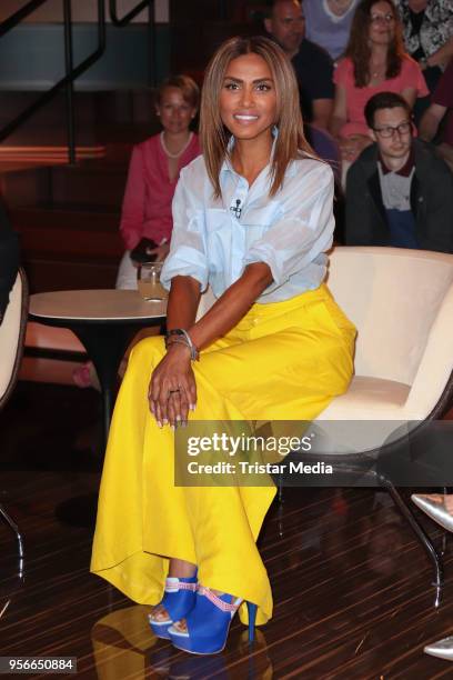 German musician Sabrina Setlur during the tv show 'Markus Lanz' on May 9, 2018 in Hamburg, Germany.