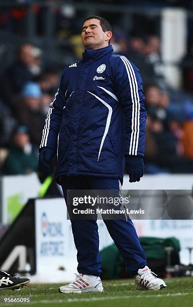 Nigel Clough, manager of Derby County looks on during the Coca-Cola Championship match between Derby County and Scunthorpe United at Pride Park on...