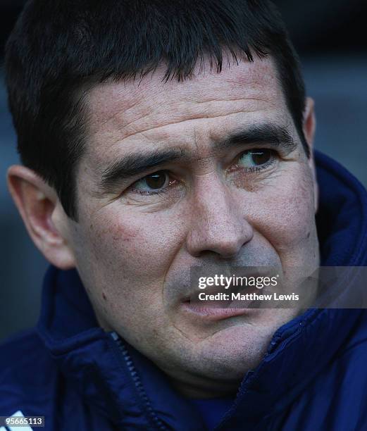 Nigel Clough, manager of Derby County looks on during the Coca-Cola Championship match between Derby County and Scunthorpe United at Pride Park on...