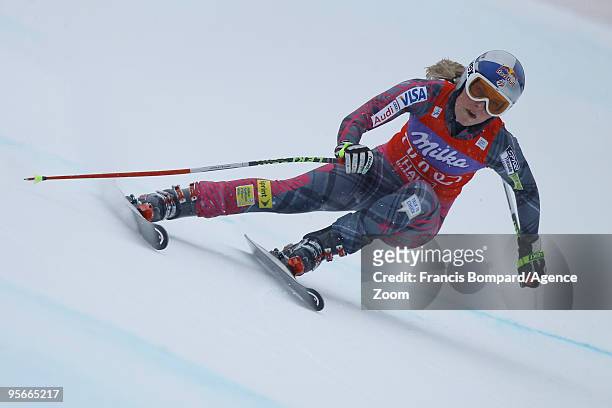 Lindsey Vonn of the USA takes 1st place during the Audi FIS Alpine Ski World Cup Women's Downhill on January 09, 2010 in Haus im Ennstal, Austria.