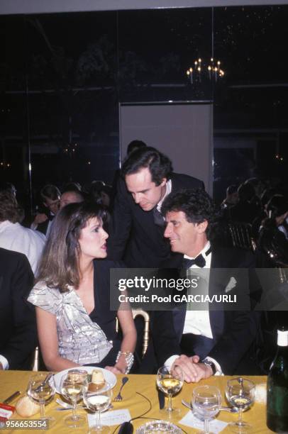 Caroline de Monaco, Frédéric Mitterrand et Jack Lang lors du Festival de Cannes en mai 1985, France.