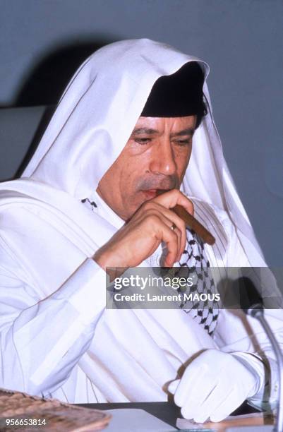 Mouammar Kadhafi au sommet arabe à Alger le 7 juin 1988, Algérie.