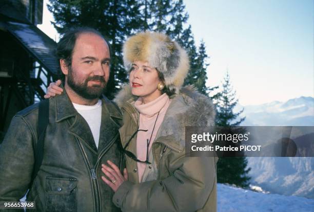 Sylvia Kristel et son mari Philippe Blot au Festival d'Avoriaz en janvier 1990, France.