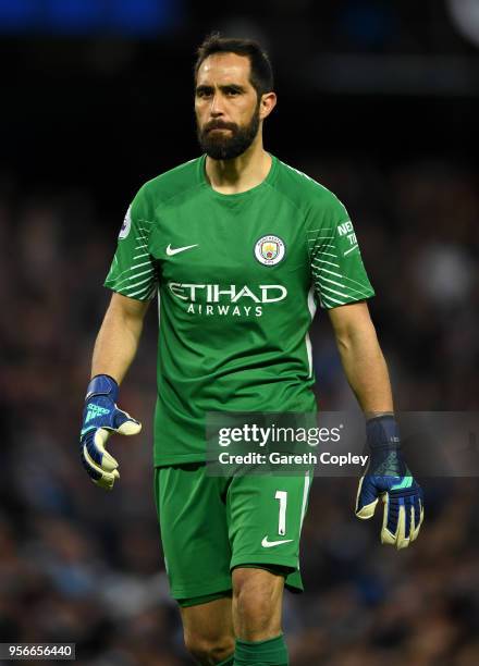 Claudio Bravo of Manchester City during the Premier League match between Manchester City and Brighton and Hove Albion at Etihad Stadium on May 9,...