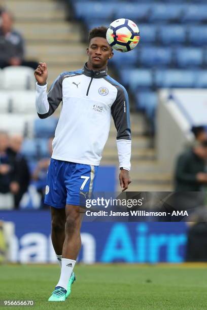 Demarai Gray of Leicester City during the Premier League match between Leicester City and Arsenal at The King Power Stadium on May 9, 2018 in...