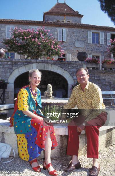 La reine Margrethe de Danemark et son époux le prince Henri, en vacances au Château de Caix, en août 1992 à Luzech, France.