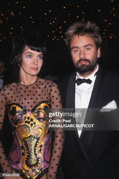 Anne Parillaud et Luc Besson en mai 1991 au Festival de Cannes, France.