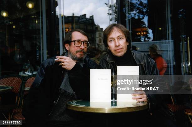 Patrick Rambaud, Prix Goncourt 97 avec son livre "La Bataille" et Pascal Bruckner, Prix Renaudot 97 avec "les Voleurs de Beauté", le 10 novembre...