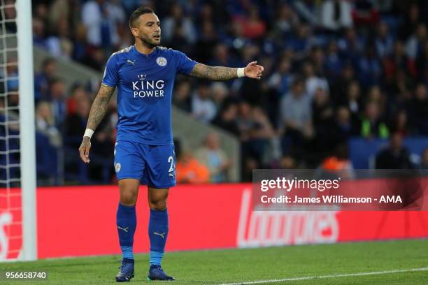 Danny Simpson of Leicester City during the Premier League match between Leicester City and Arsenal at The King Power Stadium on May 9, 2018 in...