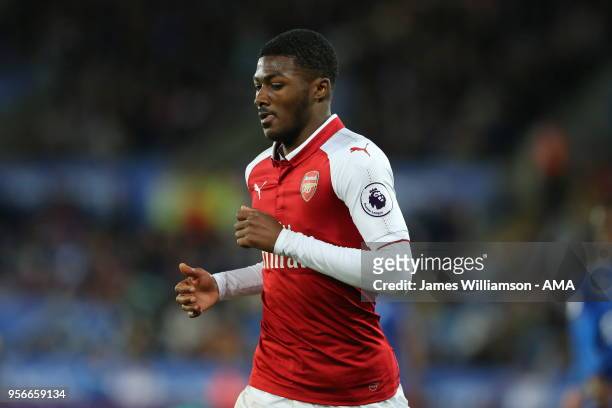 Ainsley Maitland-Niles of Arsenal during the Premier League match between Leicester City and Arsenal at The King Power Stadium on May 9, 2018 in...
