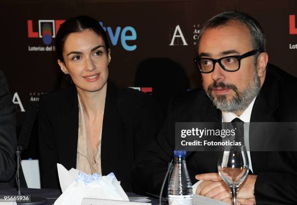 Actress Paz Vega and President of Spain«s Cinema Academy Alex de la Iglesia attend "2010 Goya Cinema Awards" press conference, at the Academia de...