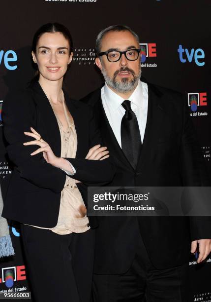 Actress Paz Vega and President of Spain«s Cinema Academy Alex de la Iglesia attend "2010 Goya Cinema Awards" press conference, at the Academia de...