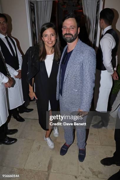 Amanda Sheppard and Simon Hammerstein attend Goga Ashkenazi's celebration of the 'Sustainable Surf' collaboration with Marc Quinn, with dinner at her...