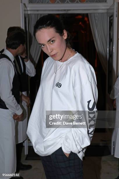 Tallulah Harlech attends Goga Ashkenazi's celebration of the 'Sustainable Surf' collaboration with Marc Quinn, with dinner at her London home on May...