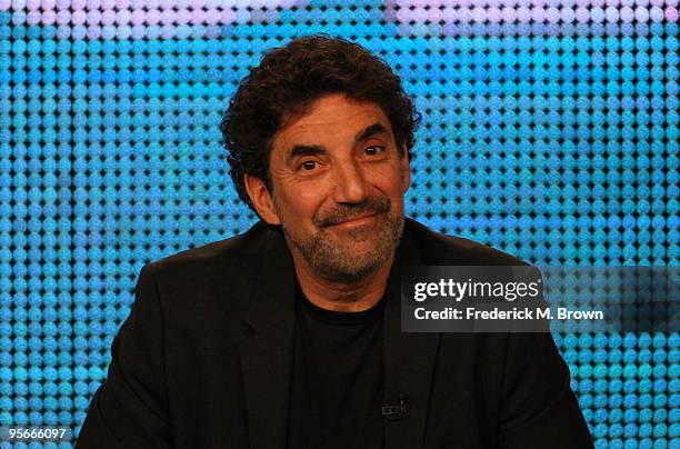 Executive producer/co-creator of "Two and a Half Men" Chuck Lorre speaks onstage at the CBS Comedy Showrunner Q&A portion of the 2010 Winter TCA Tour...