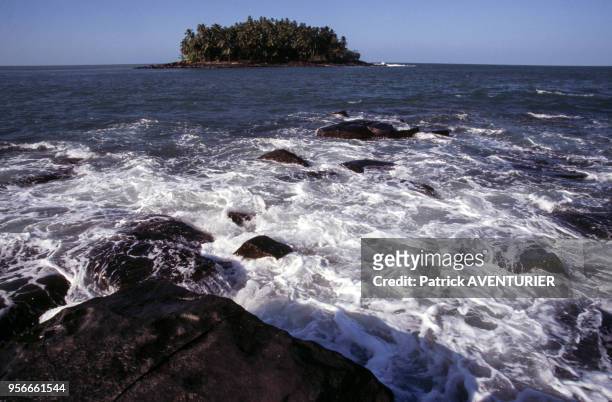 Vue d'ensemble de l'île du Diable en septembre 1999 en Guyane française.