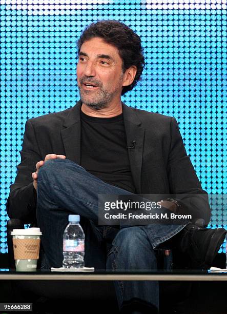 Executive producer/co-creator of "Two and a Half Men" and "The Big Bang Theory" Chuck Lorre speaks onstage at the CBS Comedy Showrunner Q&A portion...
