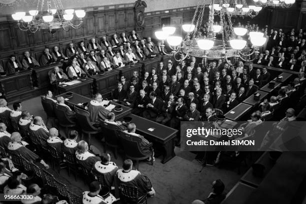 Olivier Guichard, ministre de la justice, a assisté à la rentrée de la cour de cassation le 3 janvier 1977 à Paris, France.