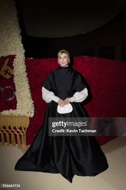 Greta Gerwig attends the Heavenly Bodies: Fashion & The Catholic Imagination Costume Institute Gala at The Metropolitan Museum of Art on May 7, 2018...