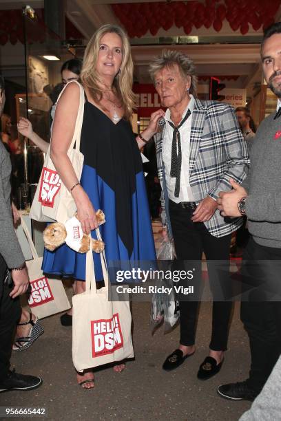 Penny Lancaster and Rod Stewart seen attending Hello! Magazine x Dover Street Market - anniversary party on May 9, 2018 in London, England.