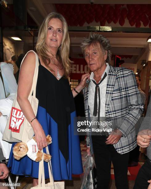 Penny Lancaster and Rod Stewart seen attending Hello! Magazine x Dover Street Market - anniversary party on May 9, 2018 in London, England.