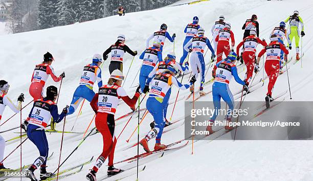 Competitors compete during the Women's 10km Classic Mass Start of the FIS Tour De Ski on January 9, 2010 in Val di Fiemme, Italy.