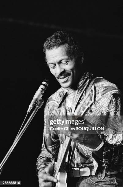 Chuck Berry en concert à Toulouse en mai 1977, France.