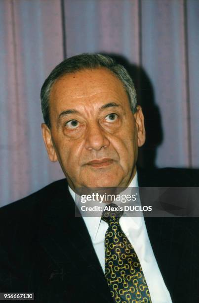 Portrait de Nabih Berri, Président de la Chambre des députés libanaise, janvier 1998, Liban.