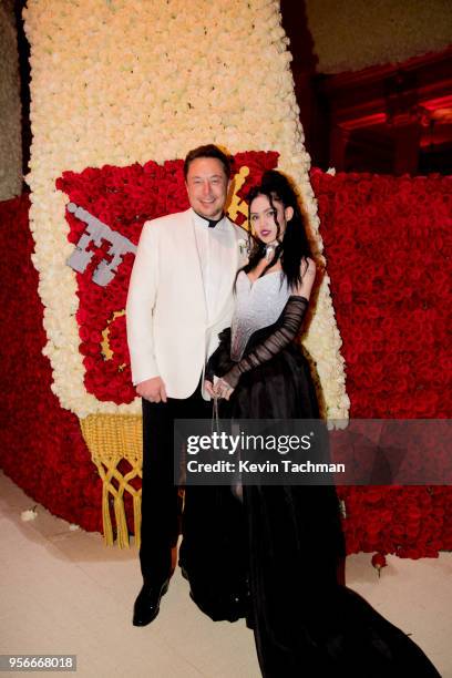 Elon Musk and Grimes attend the Heavenly Bodies: Fashion & The Catholic Imagination Costume Institute Gala at The Metropolitan Museum of Art on May...