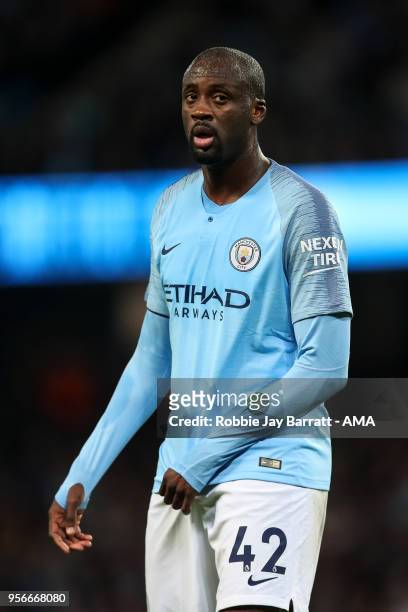 Yaya Toure of Manchester City during the Premier League match between Manchester City and Brighton and Hove Albion at Etihad Stadium on May 9, 2018...