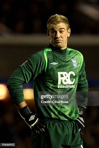 Joe Hart of Birmingham City looks on during the Barclays Premier League match between Birmingham City and Manchester United at St. Andrews Stadium on...