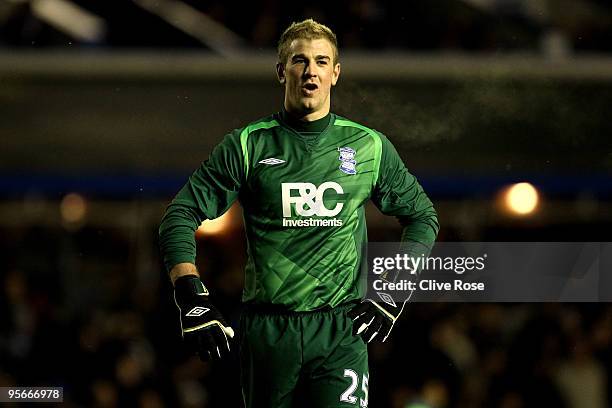 Joe Hart of Birmingham City looks on during the Barclays Premier League match between Birmingham City and Manchester United at St. Andrews Stadium on...