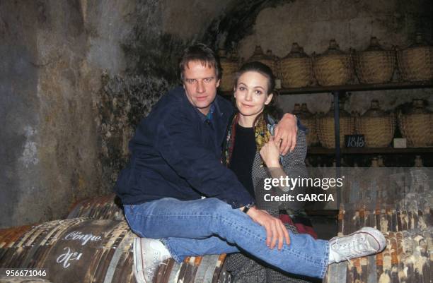 Portrait de Christophe Lambert et sa compagne Diane Lane au Festival du Film Policier de Cognac en mars 1992, France.