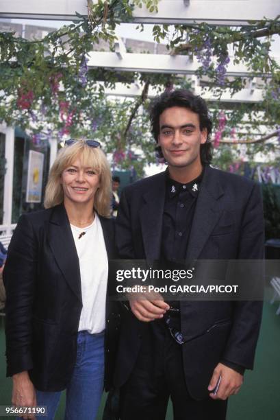 Nathalie et Anthony Delon à Roland Garros en juin 1990 à Paris, France.